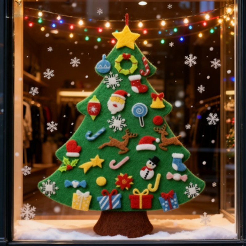 Wall Decor Lighting Tree - Kids DIY Montessori Wall Felt Christmas