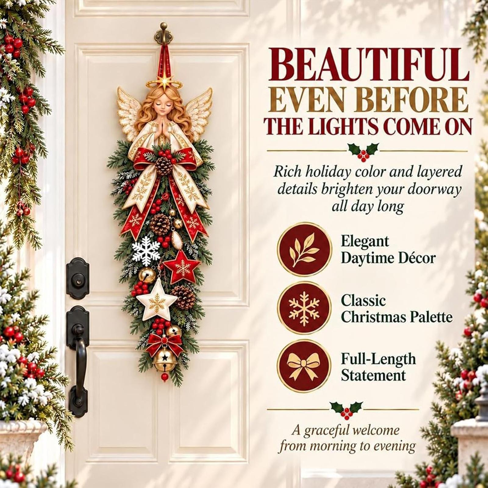 Wall Decor Lighting Tree - Lighted Angel Christmas Door Swag Large