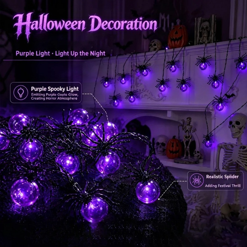 Battery Powered Spider LED Str - Lighting Decor Outdoor recension och pris