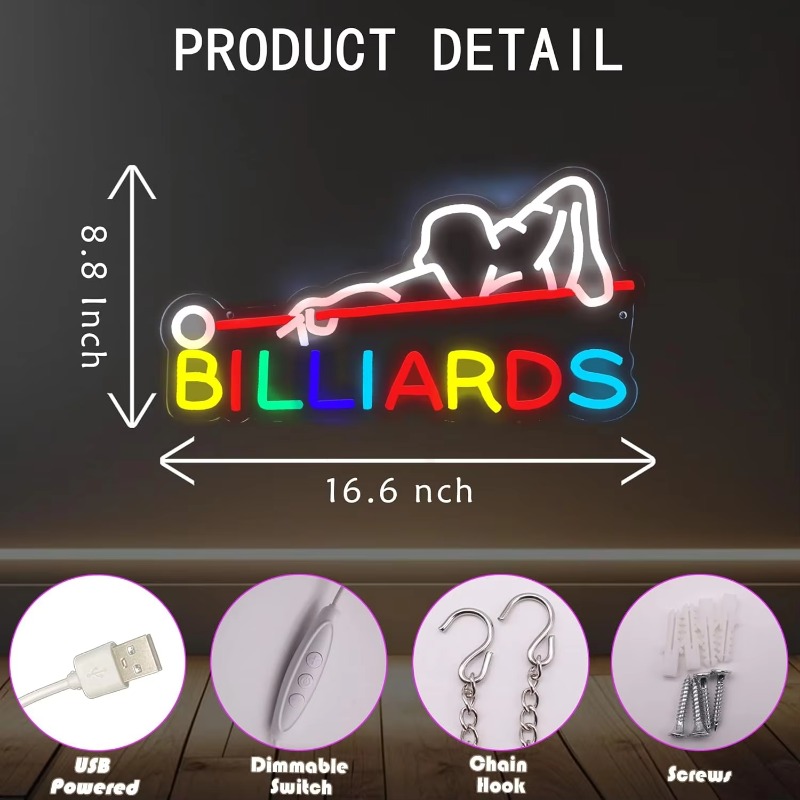 Billiards Neon Sign Billiards  - Neon Sign Custom Led recension och pris