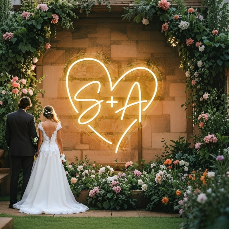 Custom Initials Heart LED Neon - Neon Sign Custom Led recension och pris