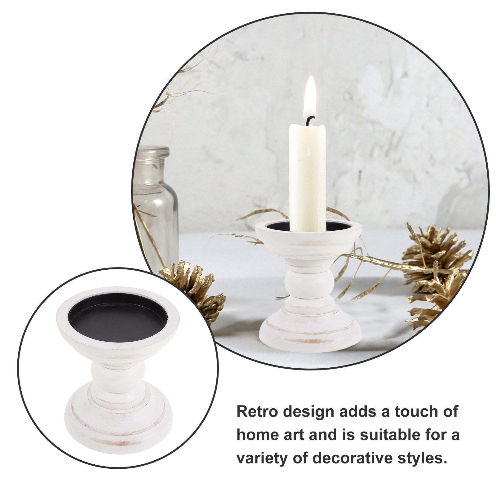 Wood Pillar Candle Holders 2 P - Candle Holder Set recension och pris