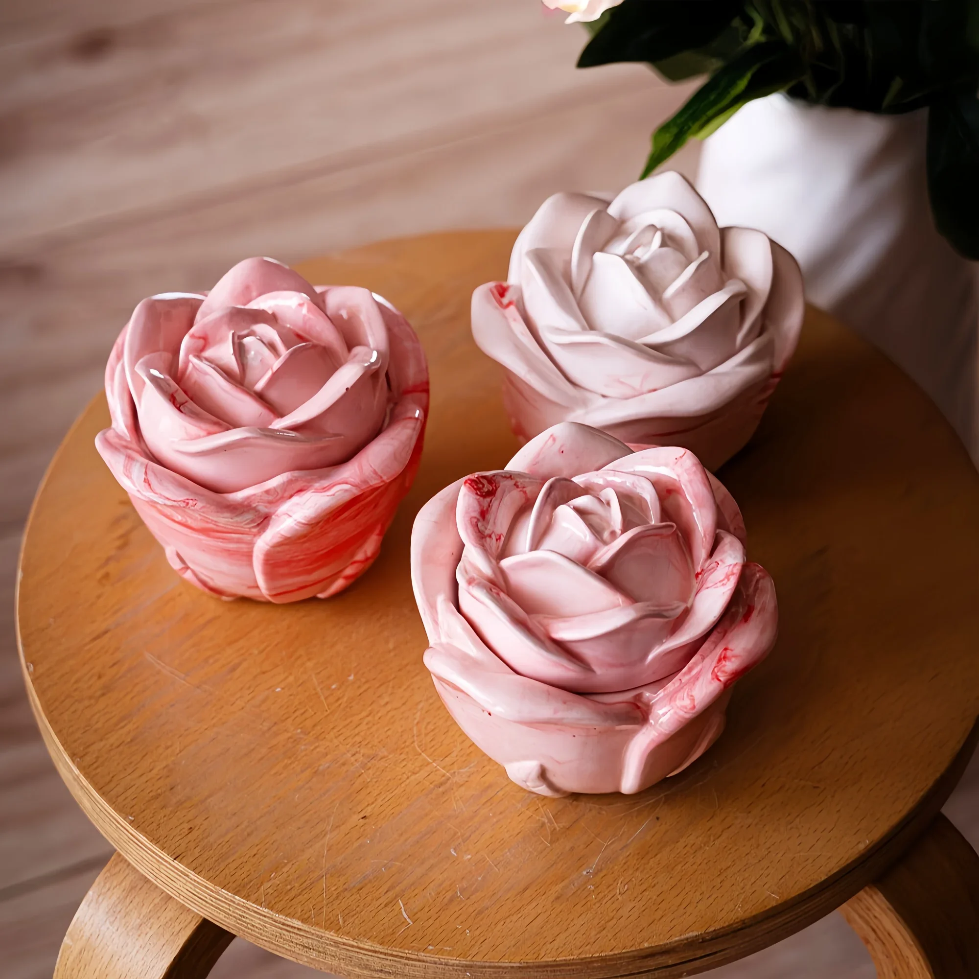 2-Piece Set Rose Shaped Silico - Candle Holder Set recension och pris