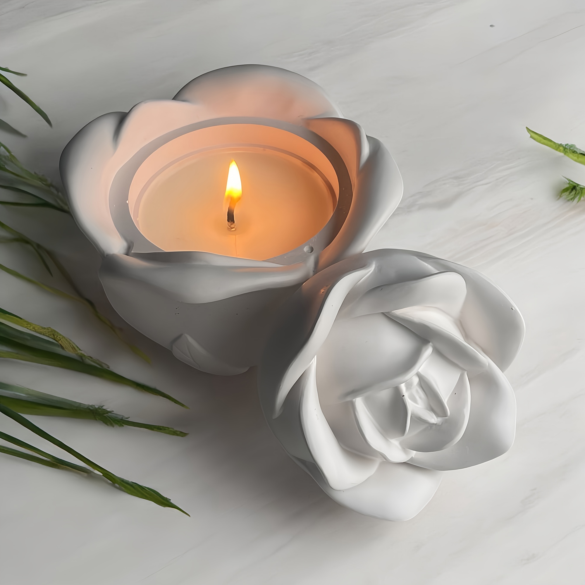 2-Piece Set Rose Shaped Silico - Candle Holder Set recension och pris