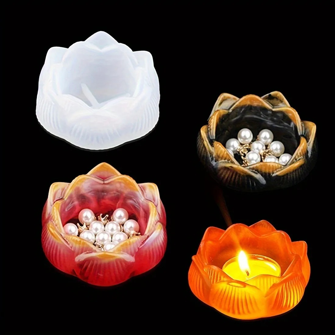 1pc DIY Lotus Flower Silicone  - Candle Holder Set recension och pris