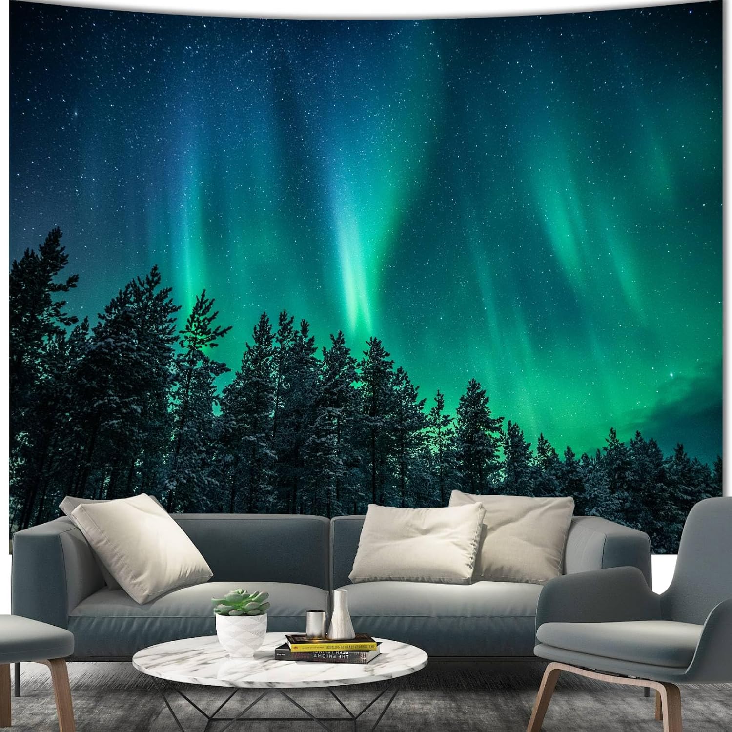 Large Northern Lights Tapestry - Wall Decor Lighting Tree recension och pris
